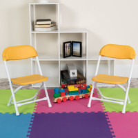 Flash Furniture 2-Y-KID-YL-GG 2 Pk. Kids Yellow Plastic Folding Chair